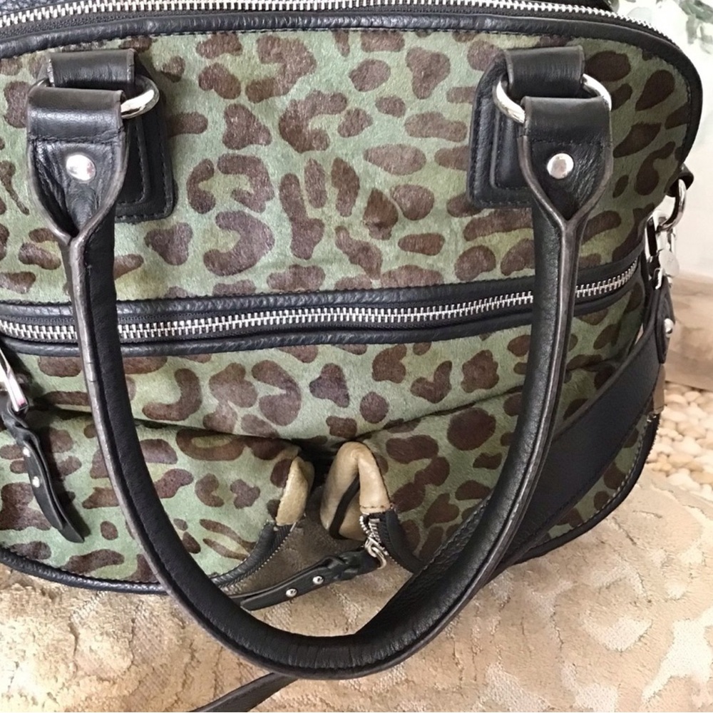 Aimee Kestenberg Green and Black Leopard Satchel - Picture 9 of 11